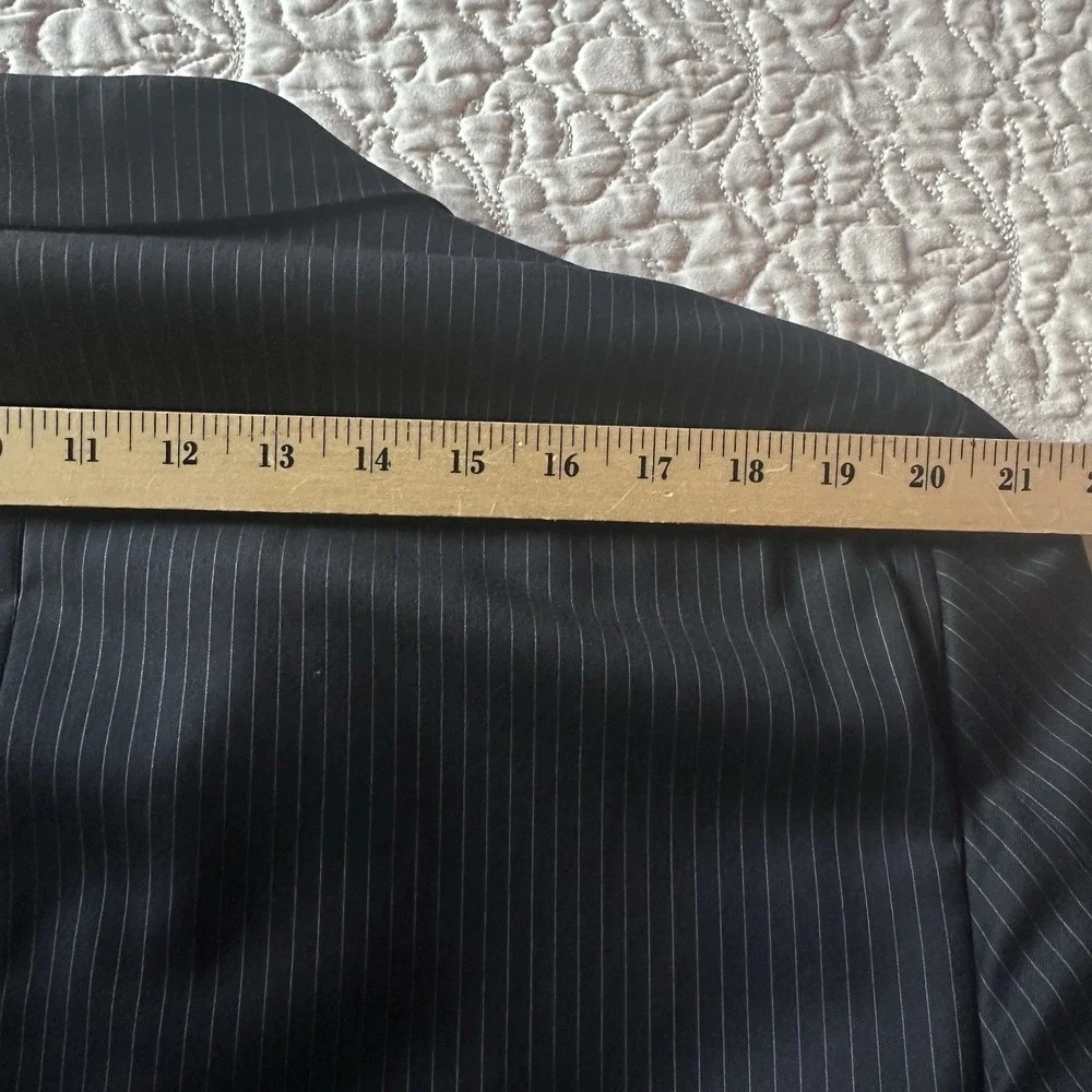 Joseph Abboud Loro Piana Blazer Sport Jacket Wool Men's Size 44L Black Pinstripe